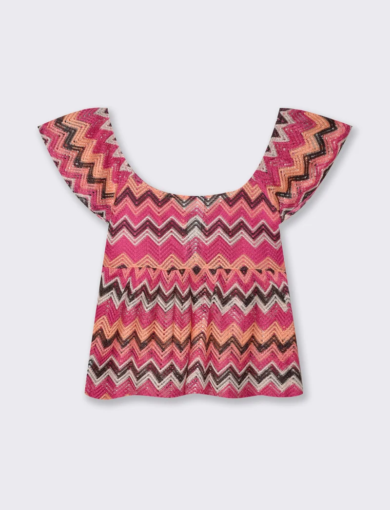 T-shirt con nodo e maniche a volant - var 2