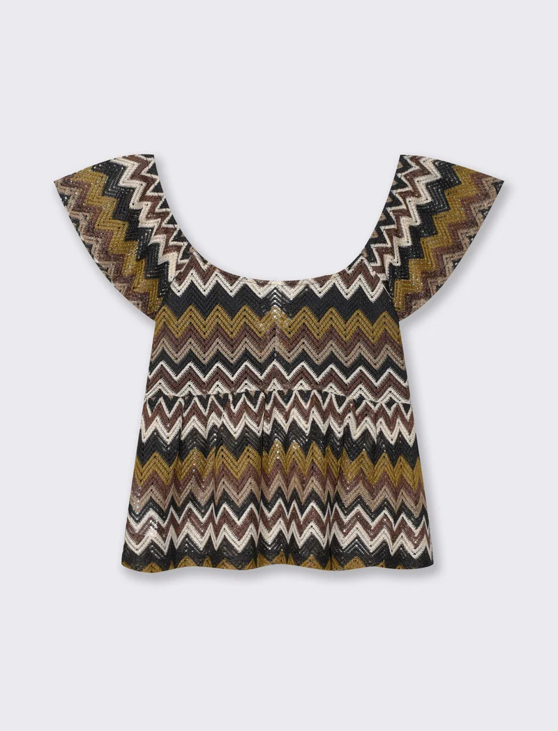 T-shirt con nodo e maniche a volant - var 1