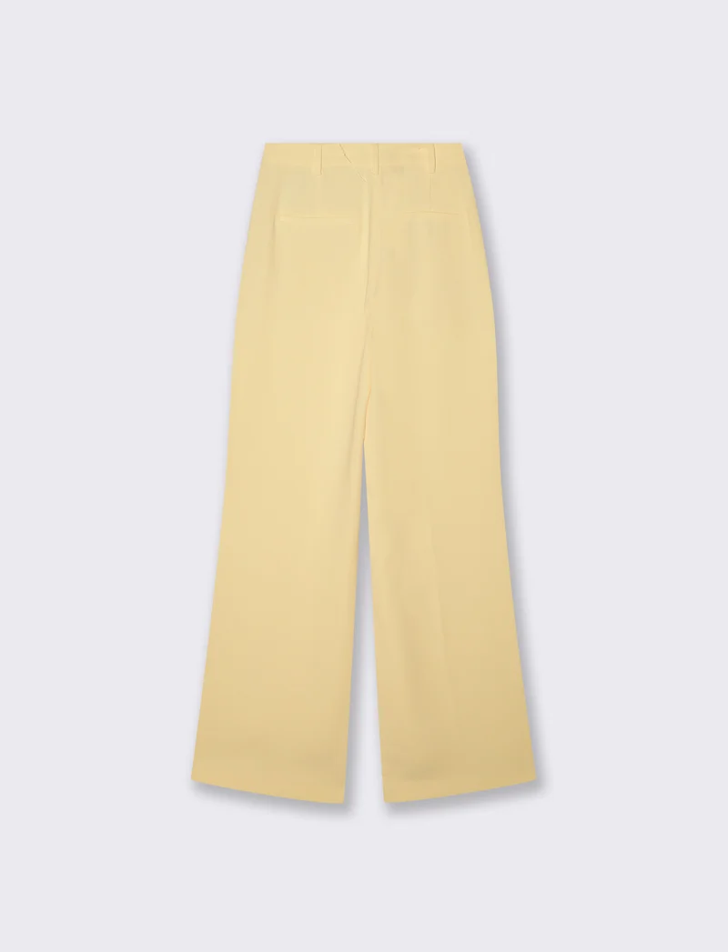 Pantalone a vita alta con gamba larga - Vaniglia