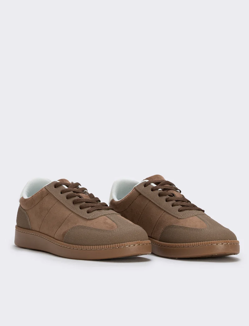 Sneakers marroni effetto scamosciato uomo - Marrone