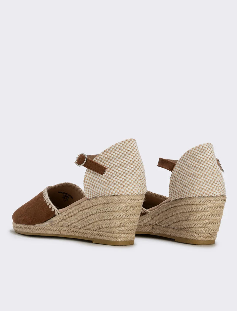 Espadrillas con cinturino e zeppa 60 mm - Cammello