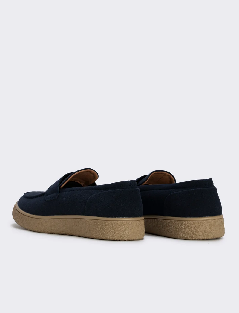 Mocassino uomo in poliuretano scamosciato - Blu