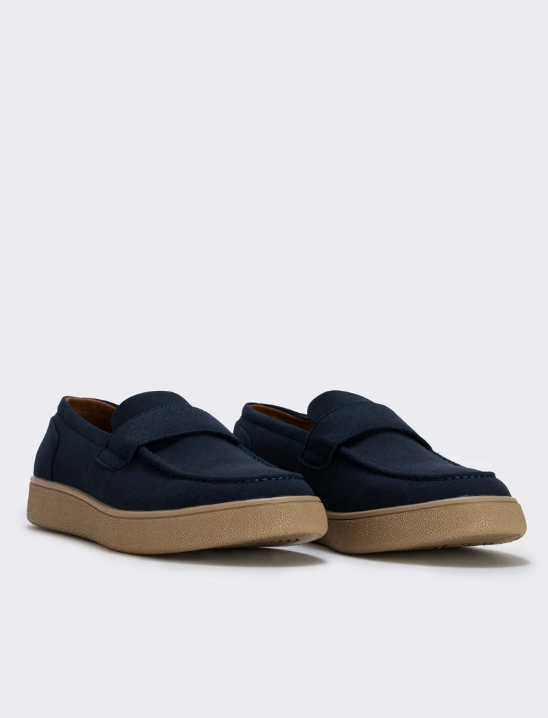 Mocassino uomo in poliuretano scamosciato - Blu