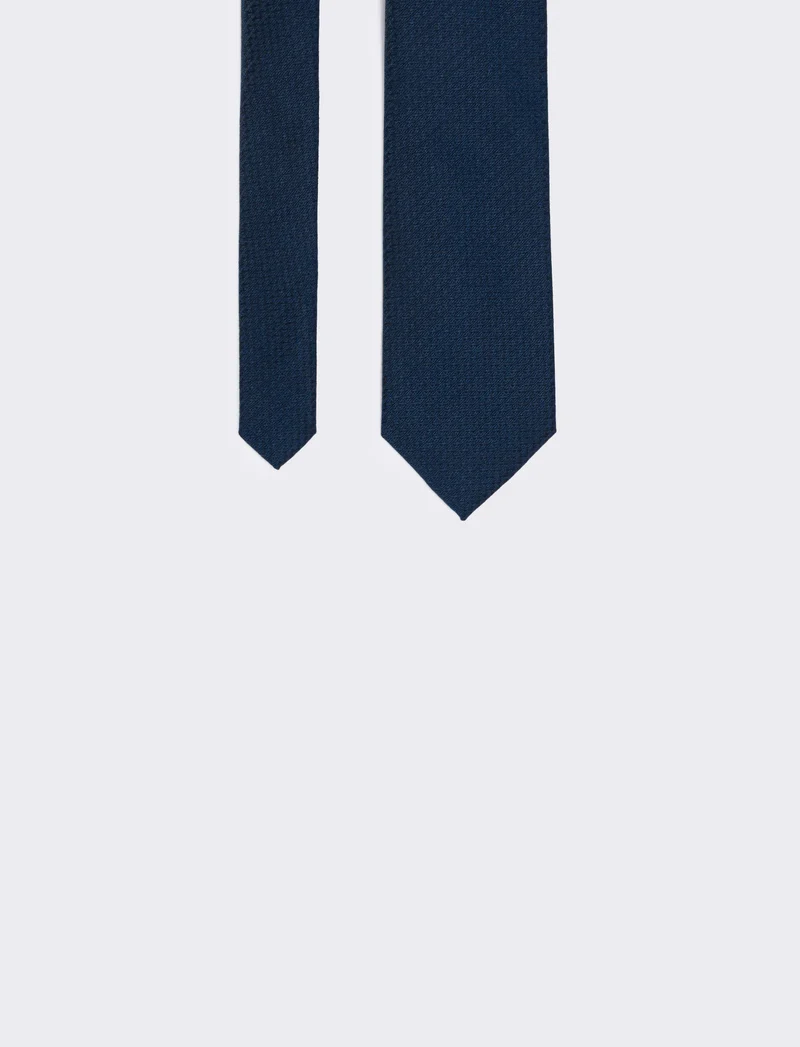 Cravatta grisaglia 8 cm per cerimonia uomo - Blu