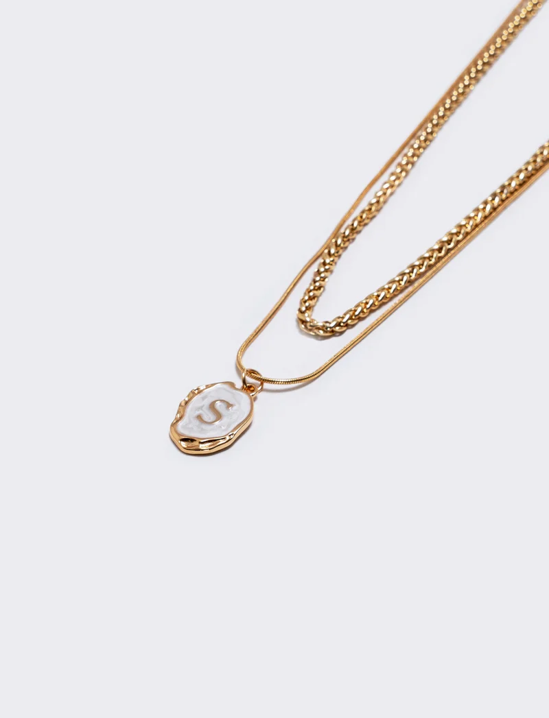 Collana 2 fili con lettera - Var 7
