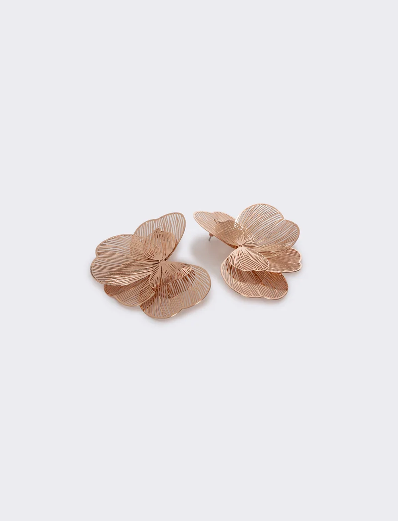 Orecchini grandi a fiore in filigrana - Oro rosa