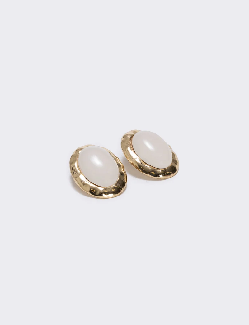 Orecchini bottone clip per donne eleganti - Beige