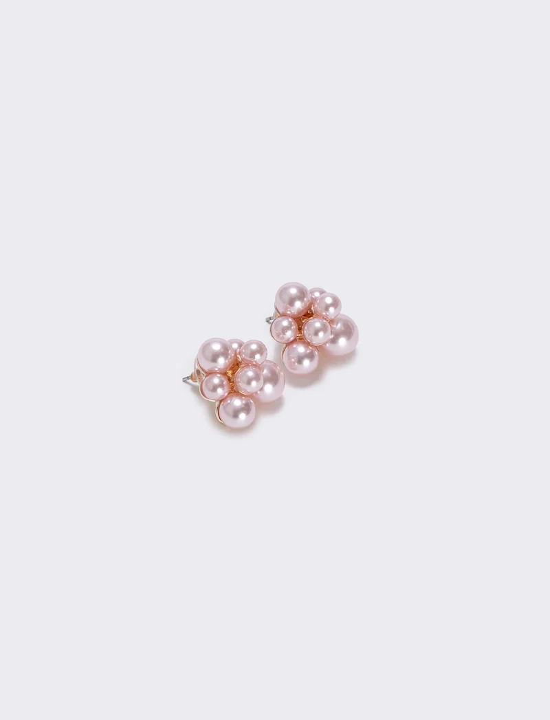 Orecchino grappolo di perle eleganti - Rosa