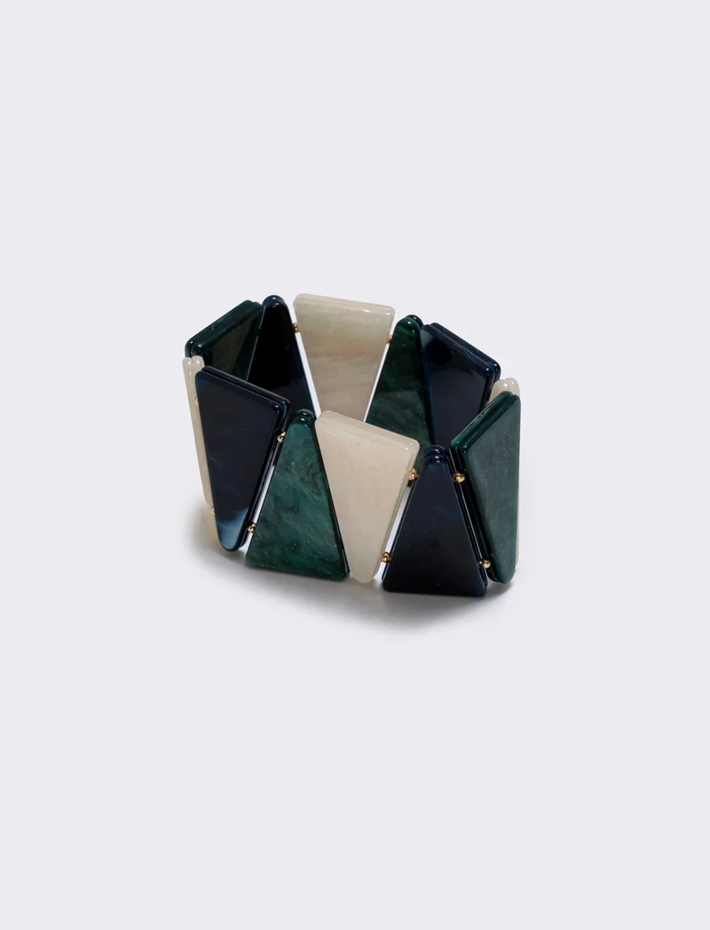 Bracciale elastico con pietre triangolari - Verde