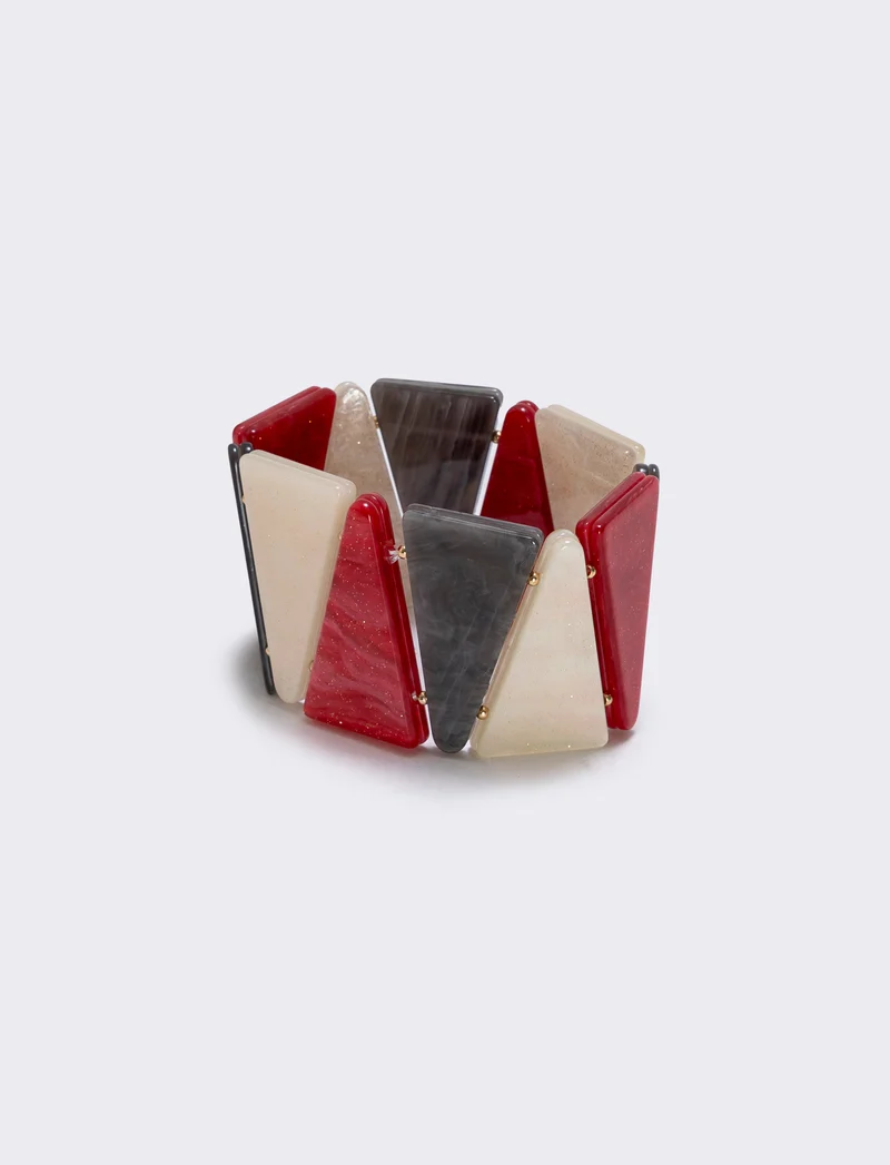 Bracciale elastico con pietre triangolari - Fuxia