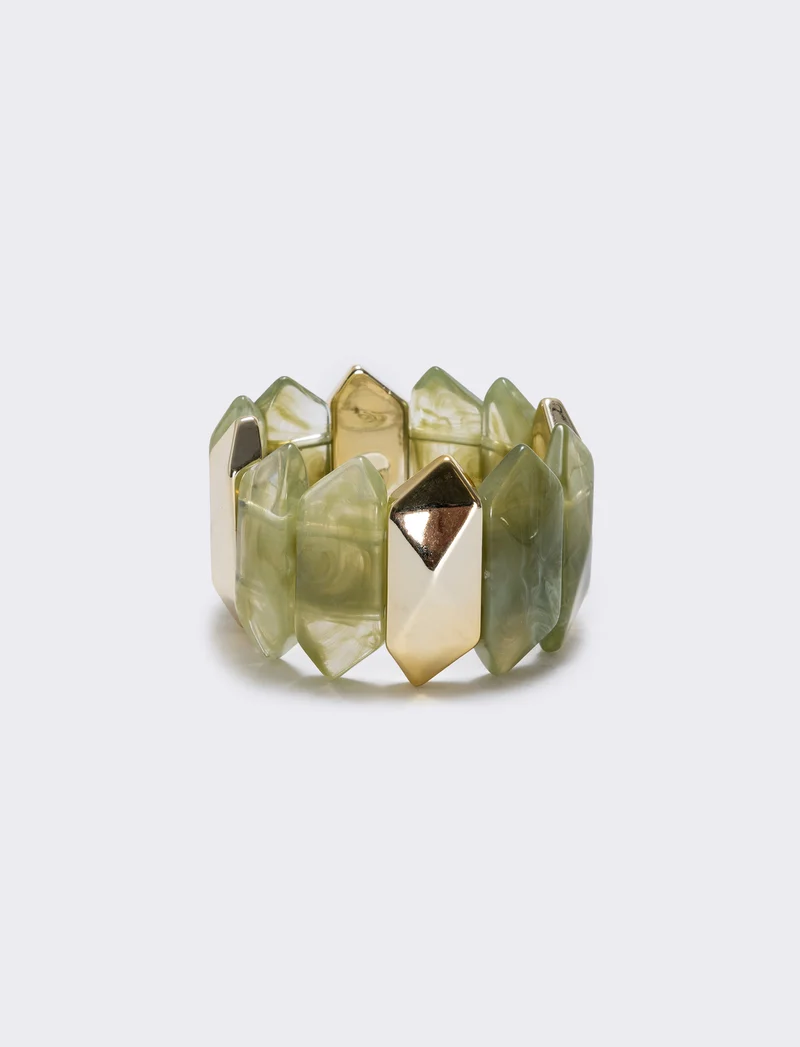 Bracciale elastico con pietre schiacciate - Verde