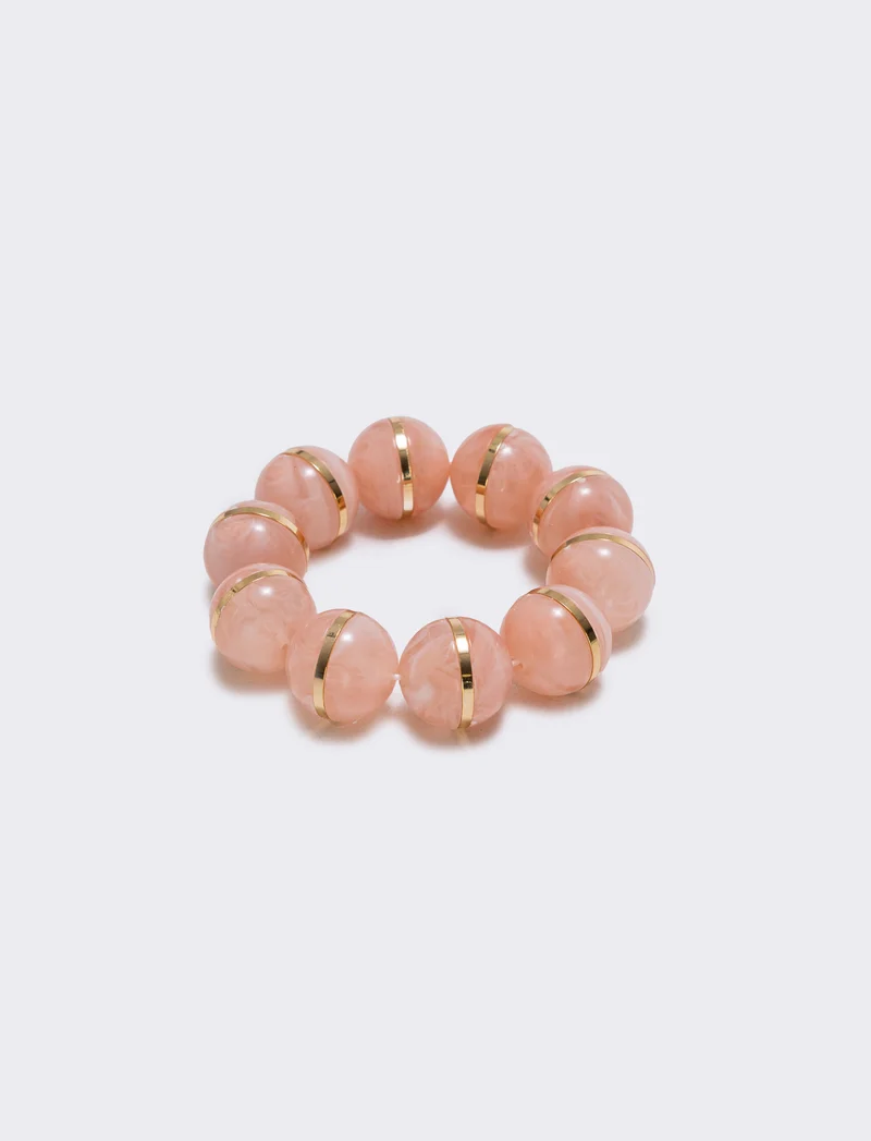 Bracciale elastico con sfere in pietra - Rosa