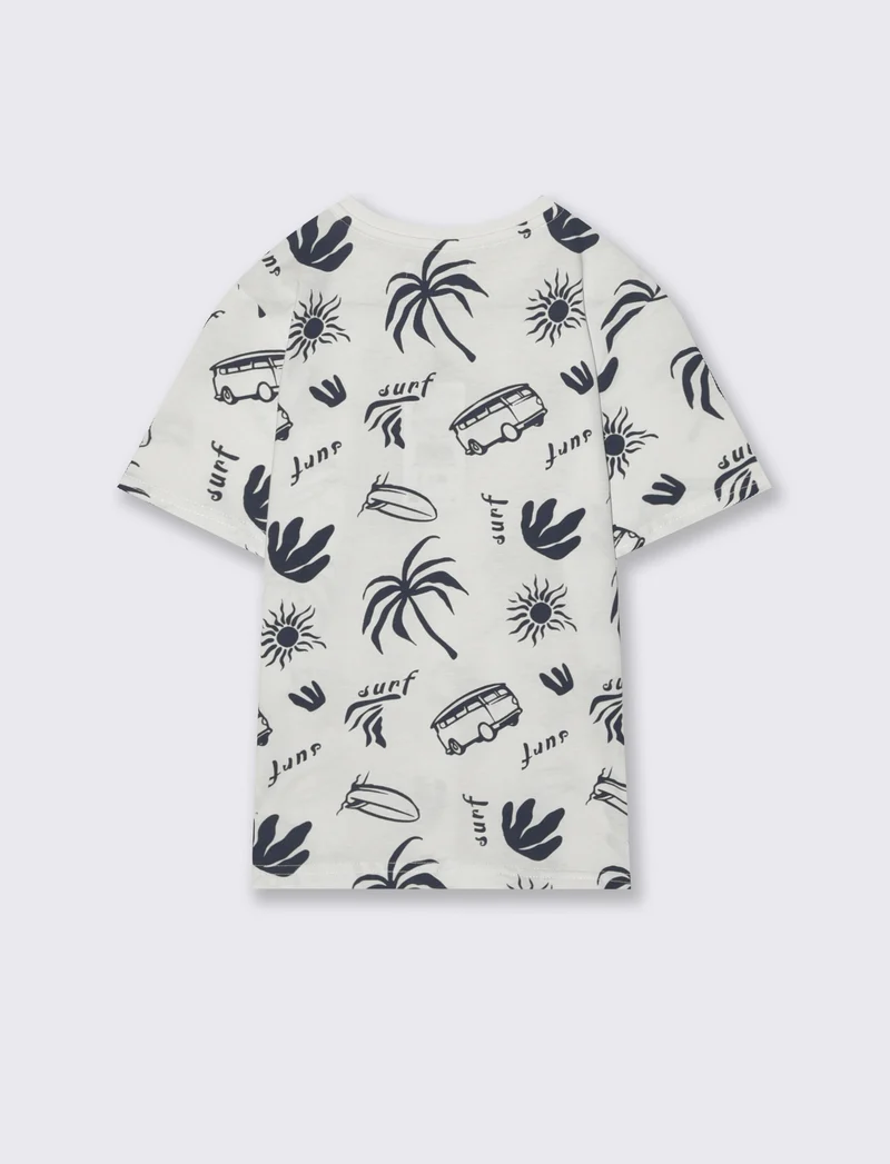 T-shirt in cotone con stampe beach - Bianco