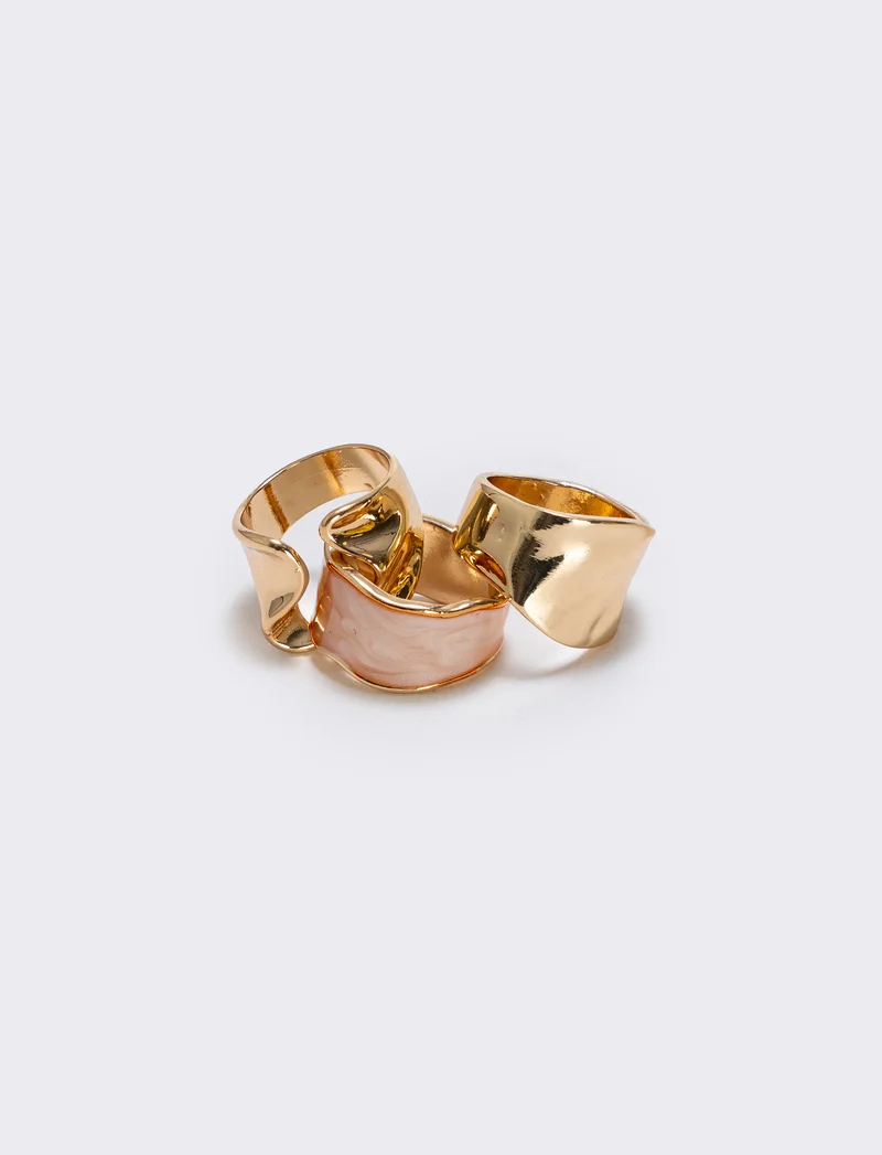 Anelli in metallo martellato - Rosa
