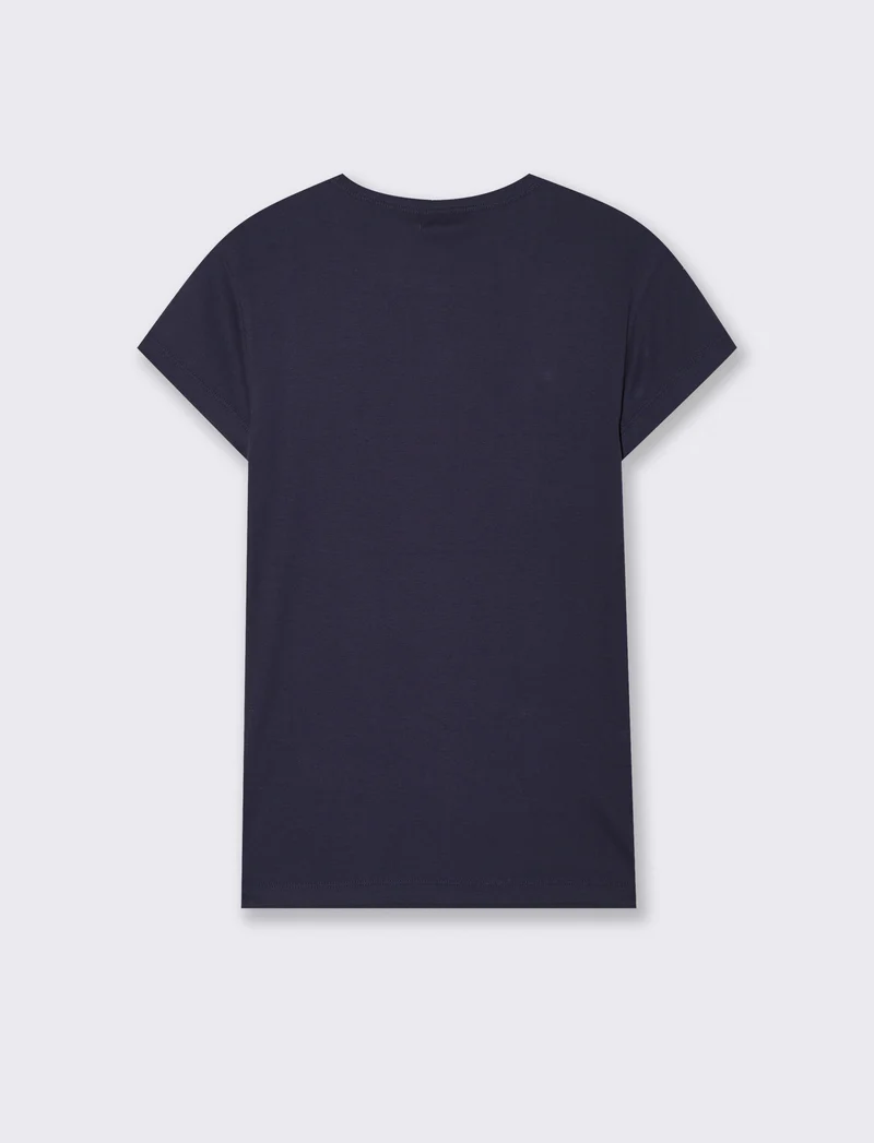 T-Shirt Cotone Manica Corto Girocollo - Blu
