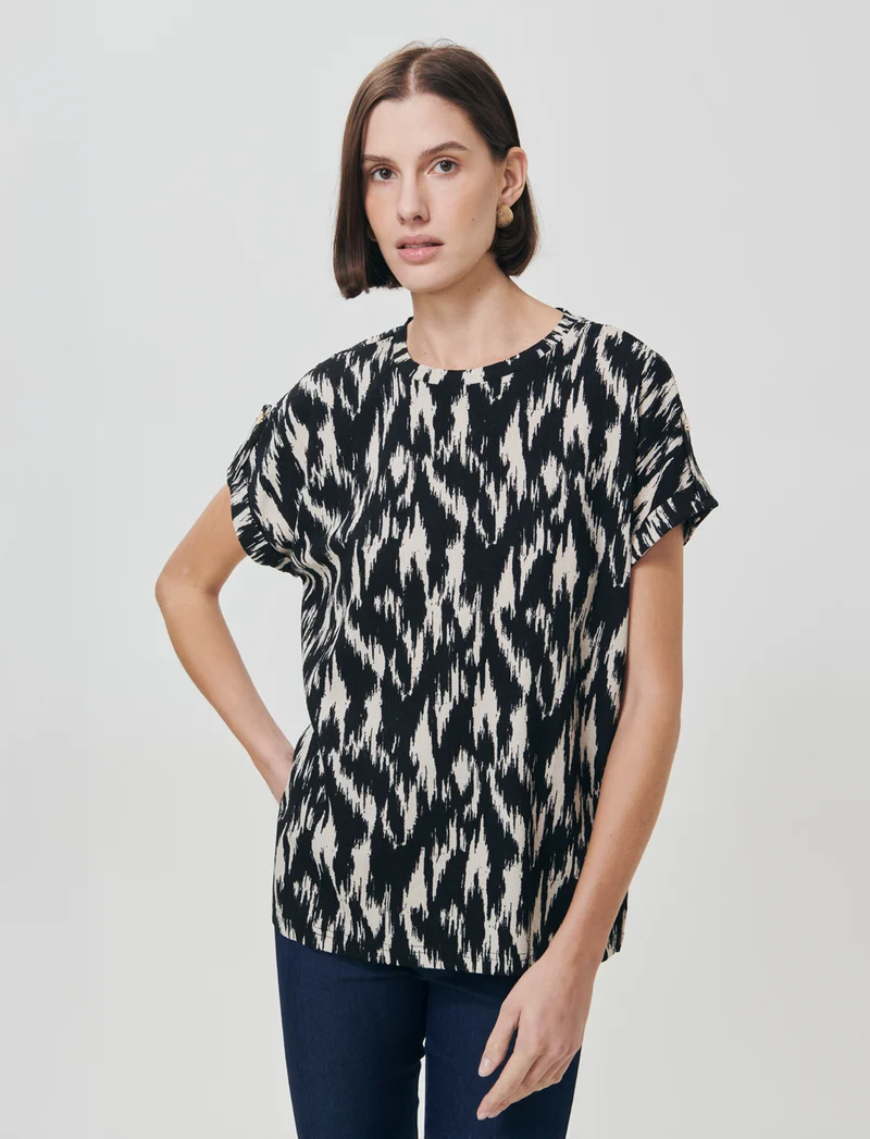 T-Shirt Basica Manica Corto con Spacchetti - var 1