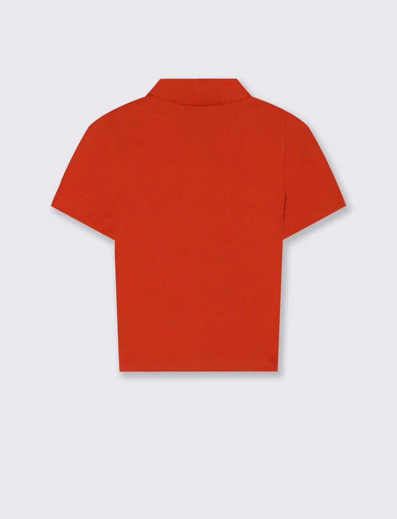 Polo a Coste Crop Mezza Manica - Arancio