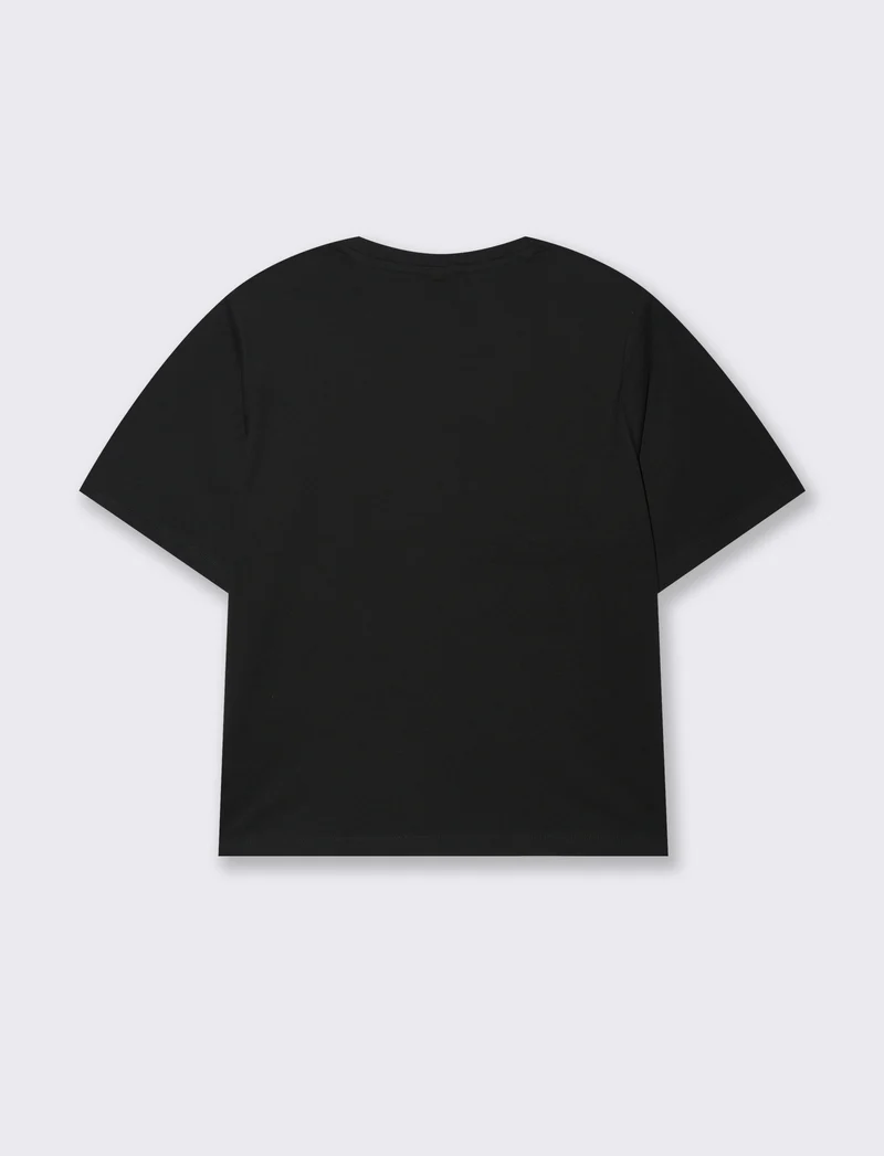 T-Shirt Basica con Spalline - Nero