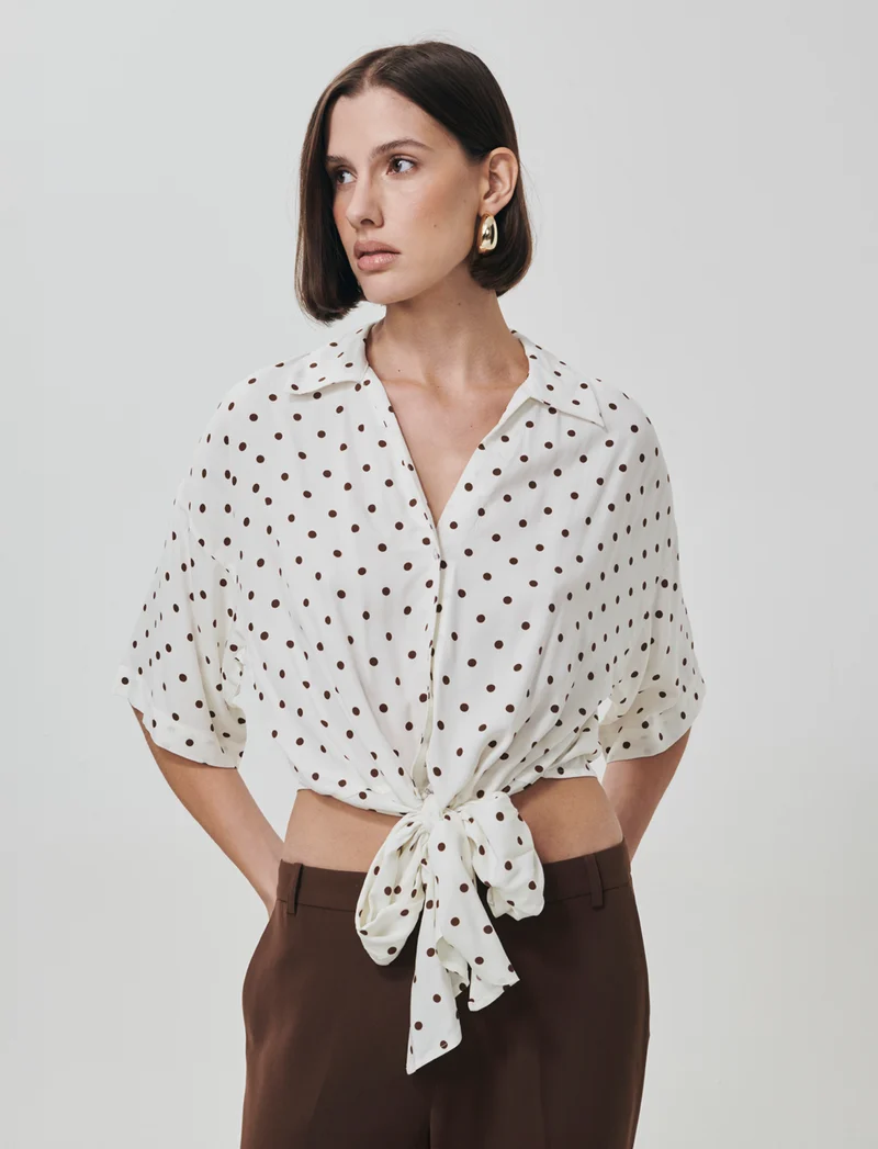 Camicia Stampata Mezza Manica con Nodo - var 2
