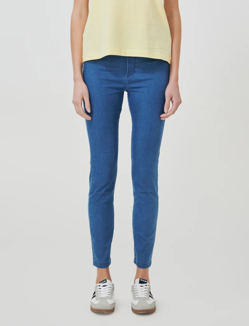 Jeggings con elastico e tasche retro - Denim