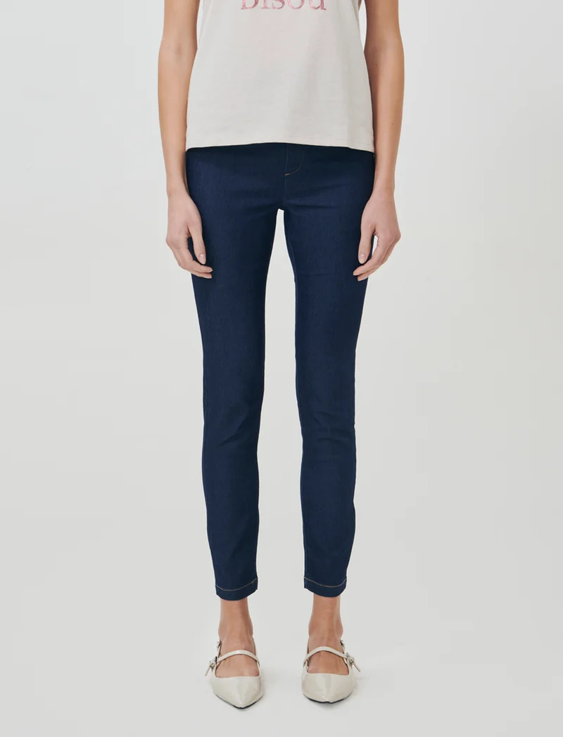 Jeggings con elastico e tasche retro - DENIM SCURO