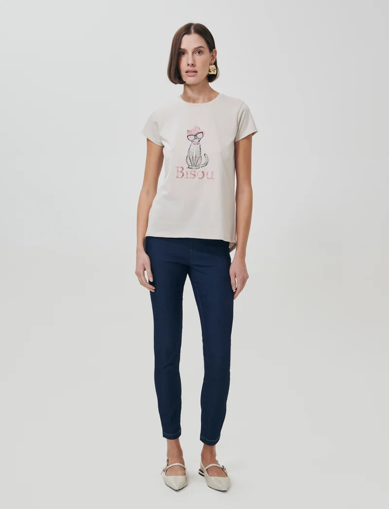 Jeggings con elastico e tasche retro - DENIM SCURO