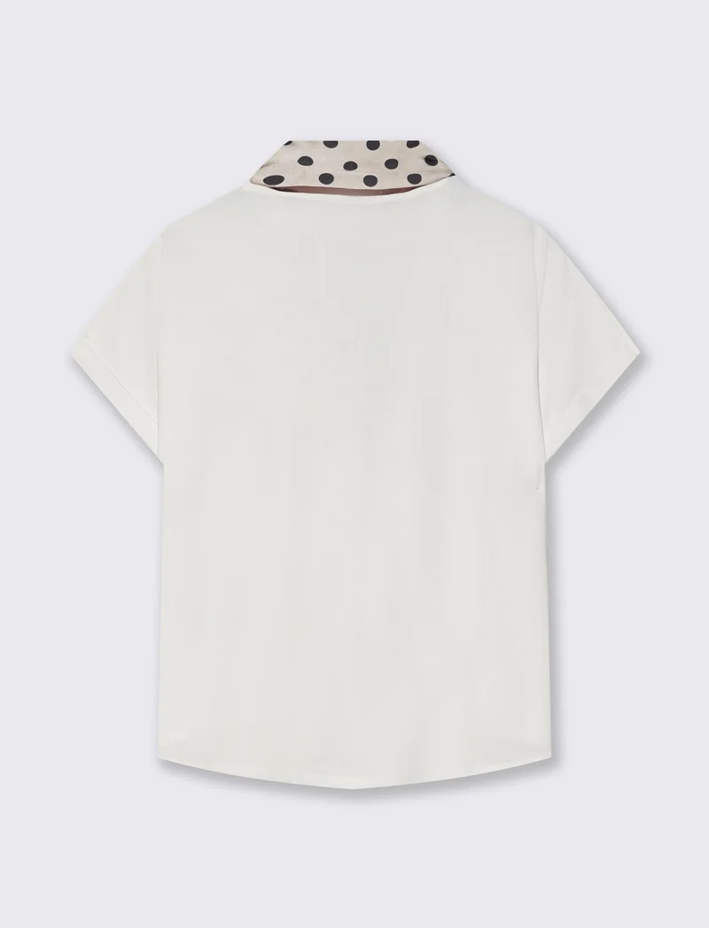 T-shirt in cotone con foulard incluso - Bianco