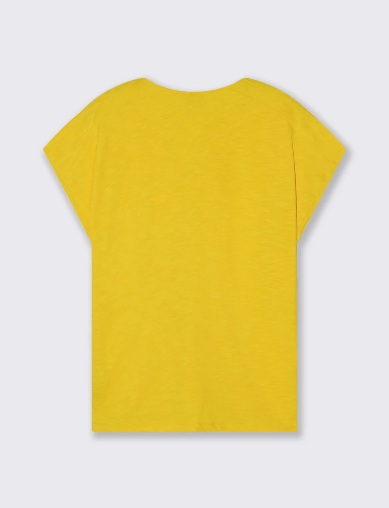 T-Shirt Mezza Manica Scollo Serafino - Giallo limone