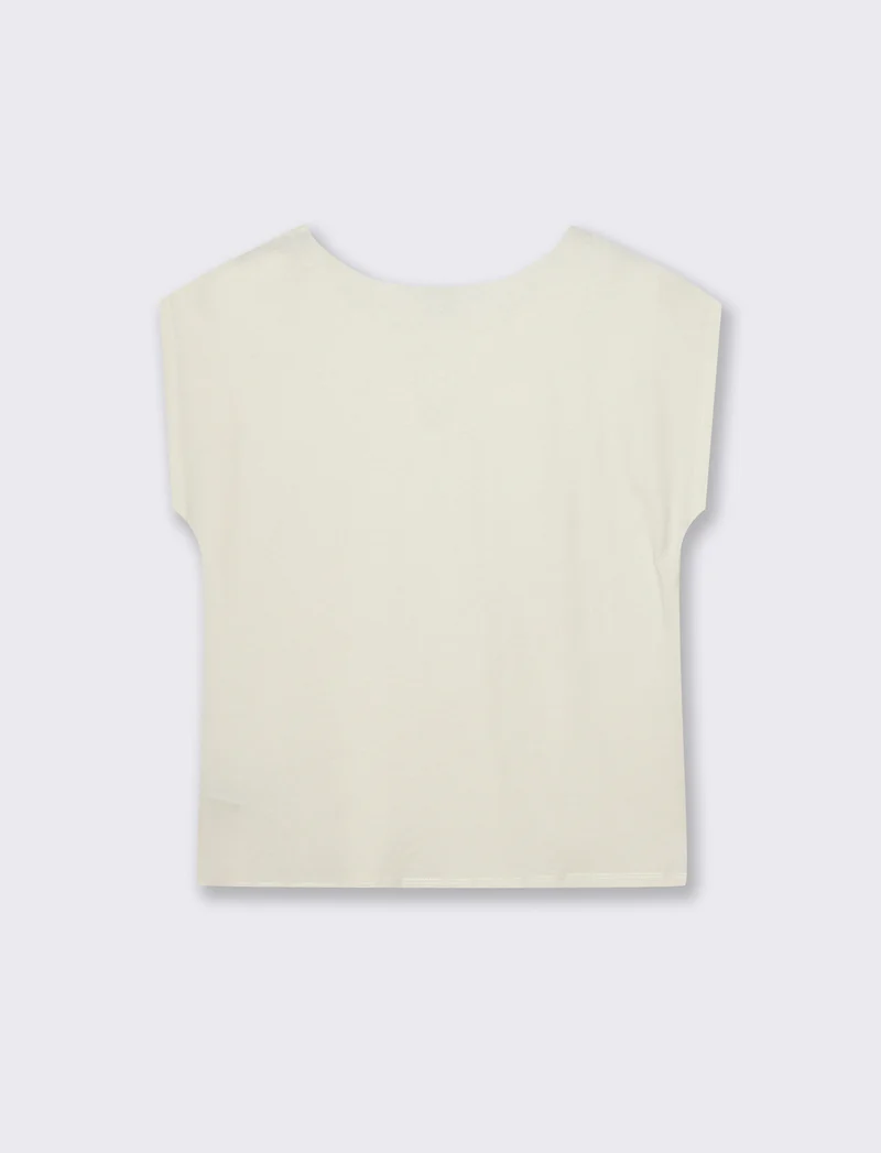 T-Shirt Manica Corta con Apertura al Collo - Avorio