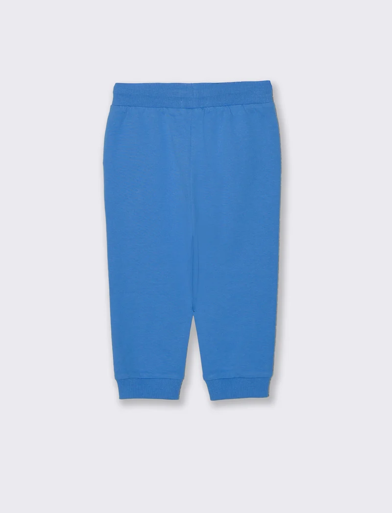 Jogger basici con etichetta sportiva - Blu oceano