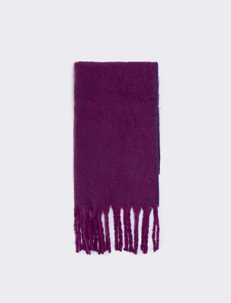 Sciarpa tinta unita con frange - Fuxia