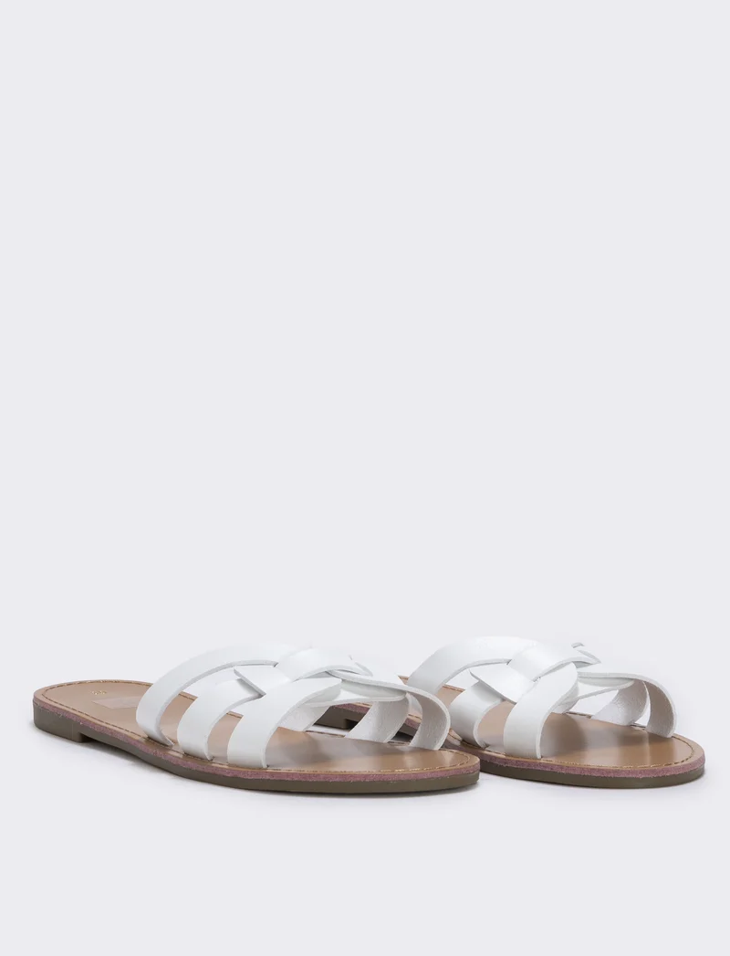 Mule da in poliuretano intrecciate - Bianco