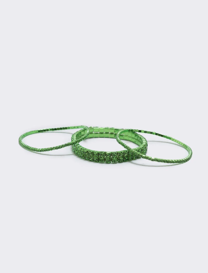 Bracciale elastico con strass - Verde