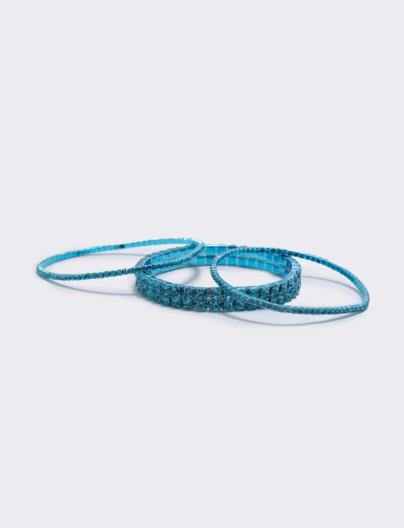 Bracciale elastico con strass - Turchese
