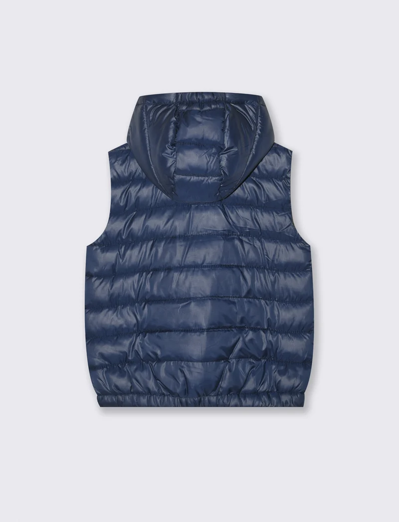 Gilet imbottito leggero con cappuccio - Blu