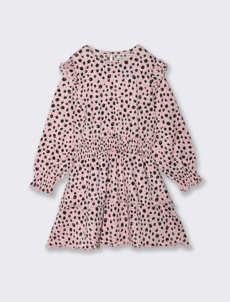 Abito in tessuto increspato per bambina - Rosa