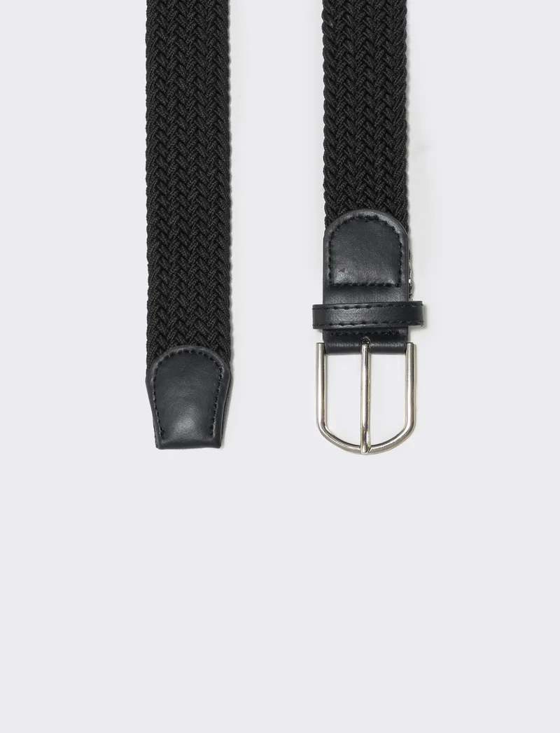 Cintura elastica intrecciata uomo - Nero