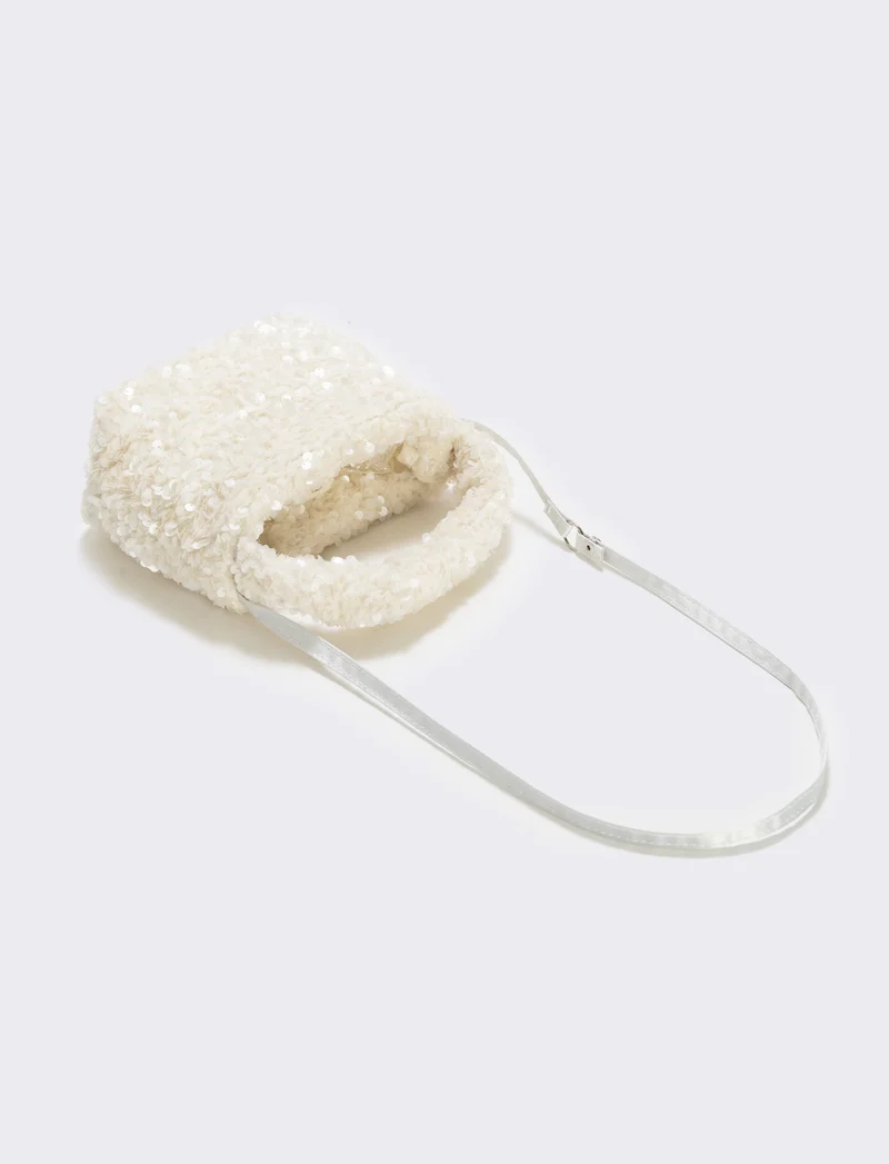Borsetta bambina con paillettes brillanti - Bianco
