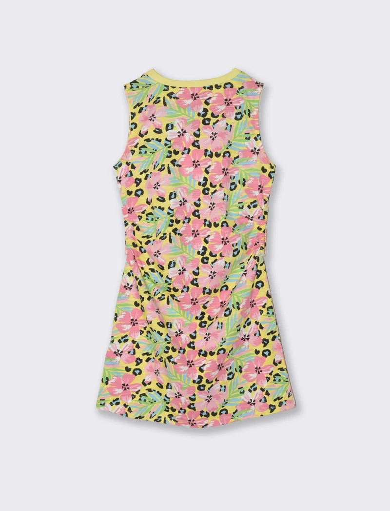 Abito cut out in jersey di cotone - Giallo