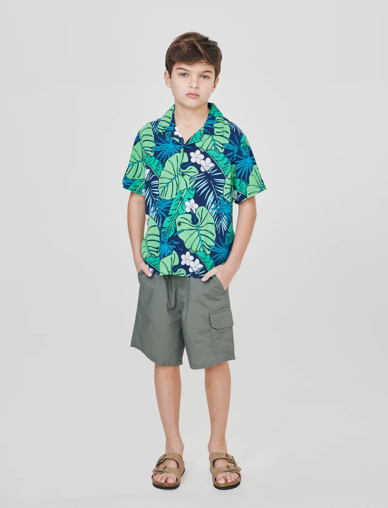 Camicia stampata in viscosa per l'estate - Verde