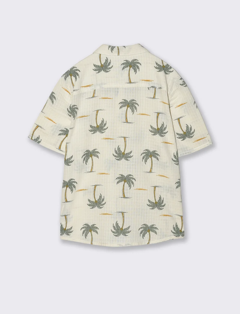 Camicia stampata maniche corte in cotone - Fantasia