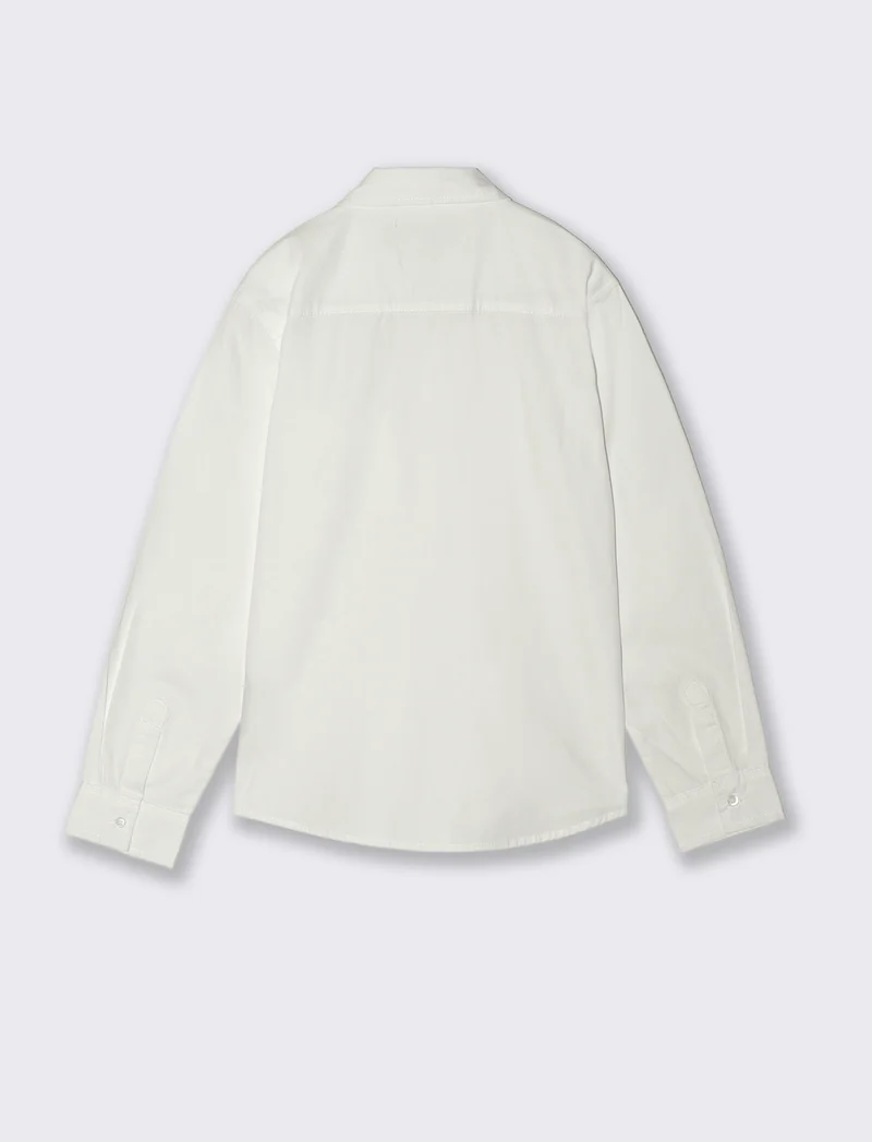 Camicia in cotone tinta unita casual - Bianco latte