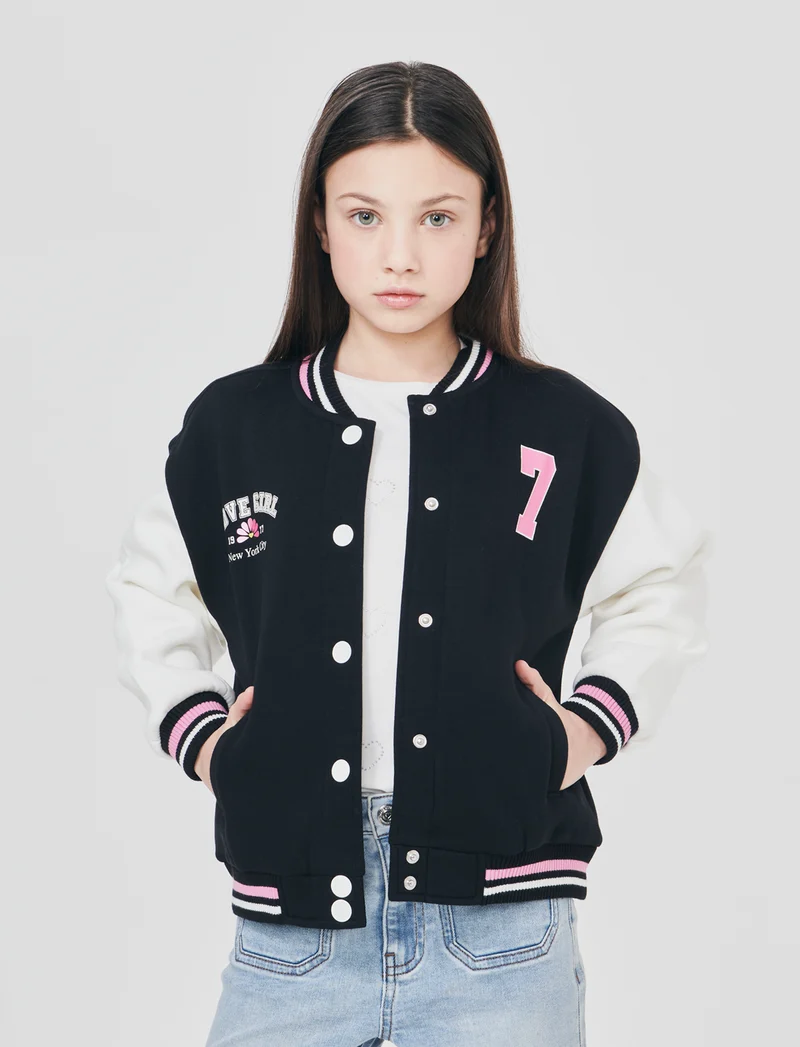 Felpa college per bambina alla moda - Nero