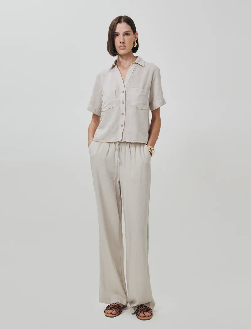 Camicia Manica Corta con Tasche a Toppa - Sabbia