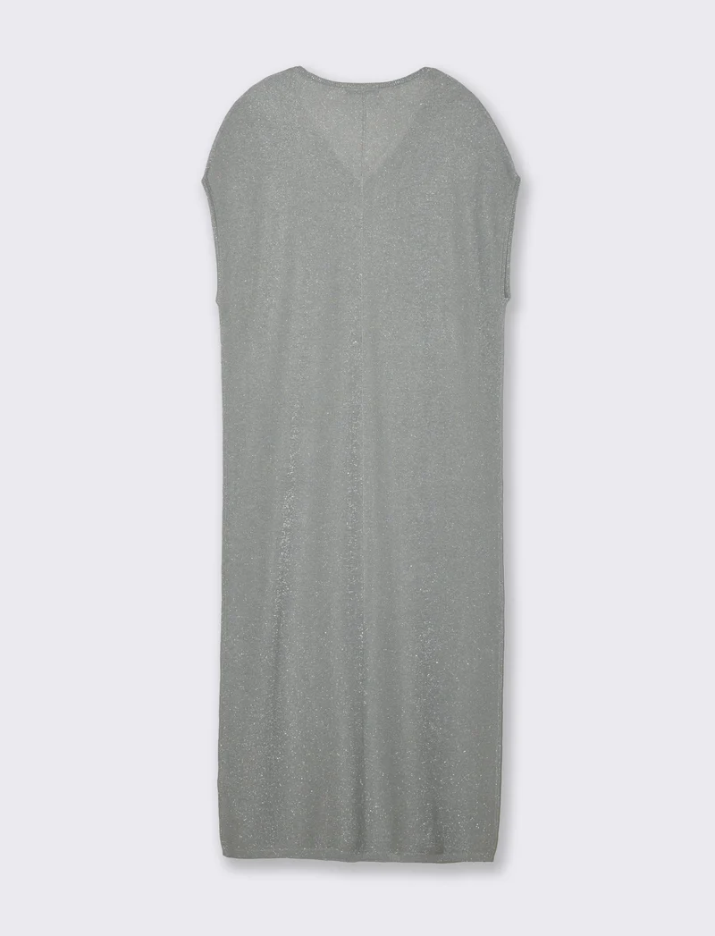 Vestito lungo in maglia da donna - Grigio melange