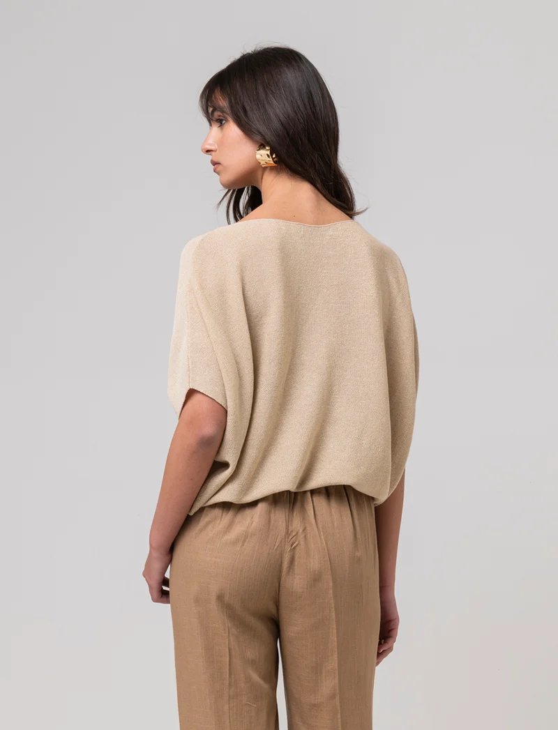 Maglia scollo a barca da donna - Beige