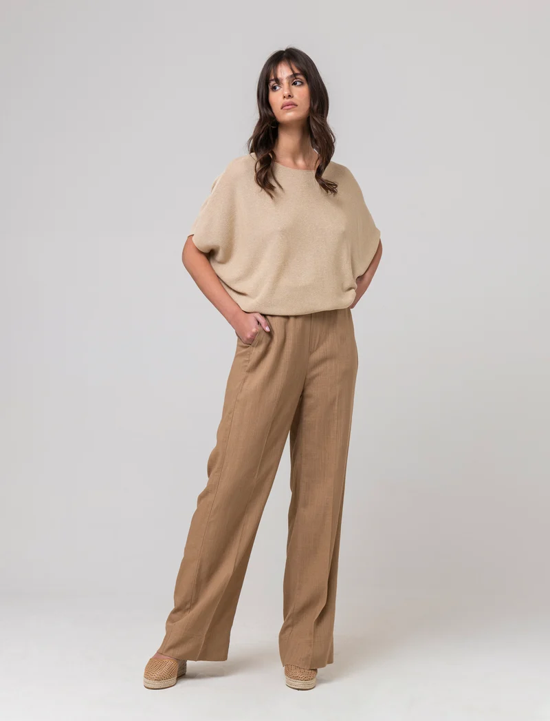 Maglia scollo a barca da donna - Beige