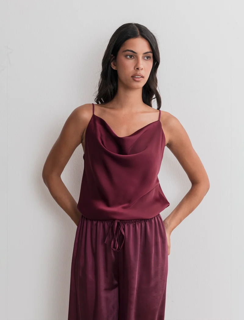 TOP IN SATIN - Bordeaux