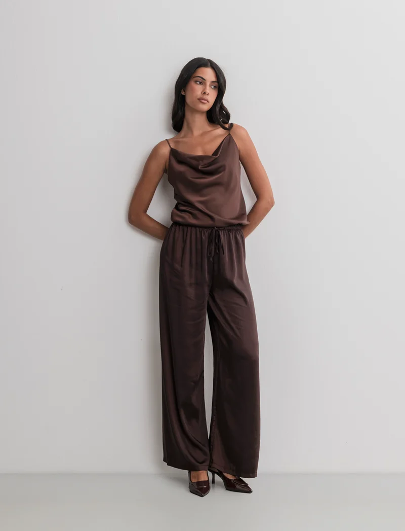 PANTALONE IN SATIN - Moro