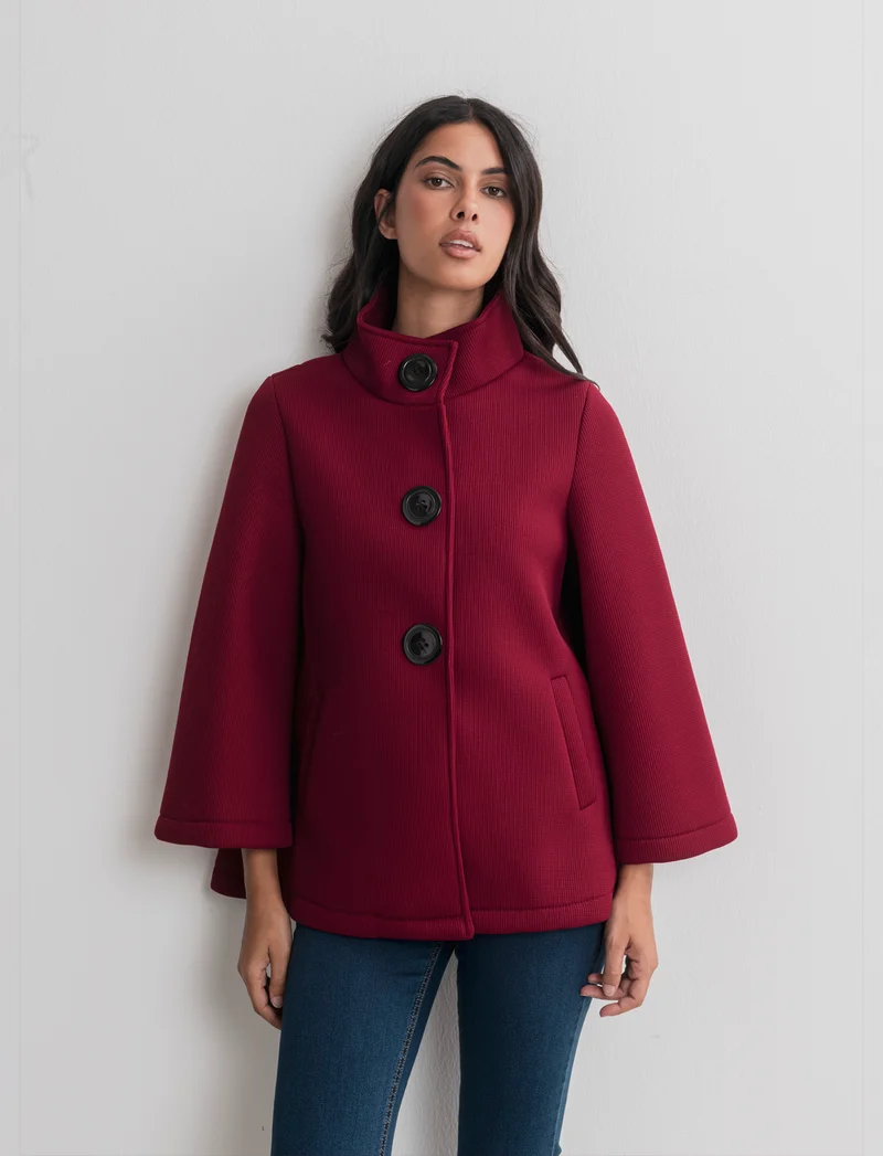 CAPPOTTINO CON MANICHE A CAMPANA - Bordeaux